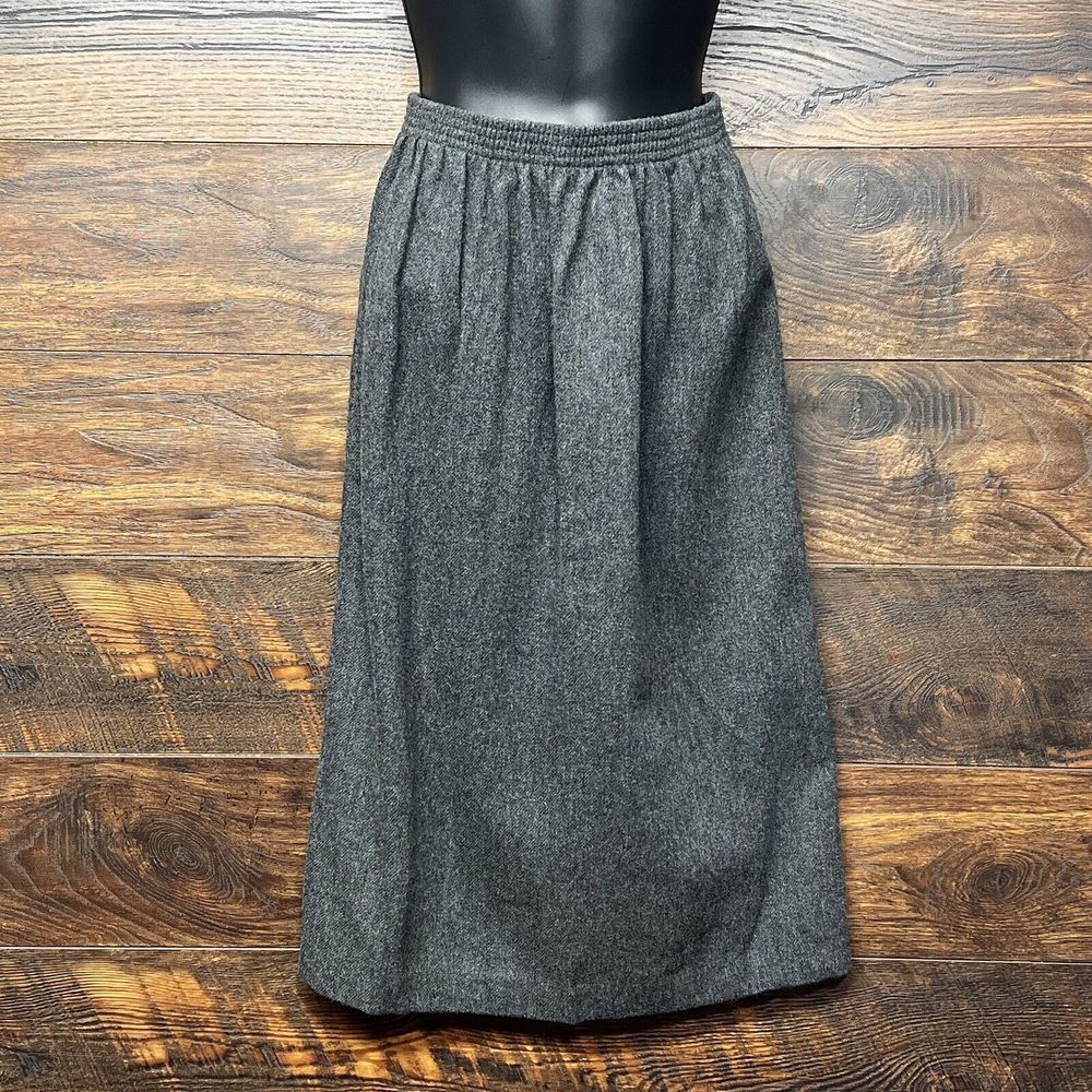 Vgt Blair Women's Skirt Small Wool Blend Deep Gray Elastic Waist Midi Office